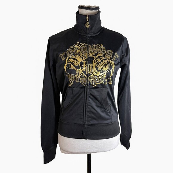 Rocawear Black & Gold Track Jacket | Y2K Zip Up | Size M - Picture 1 of 11